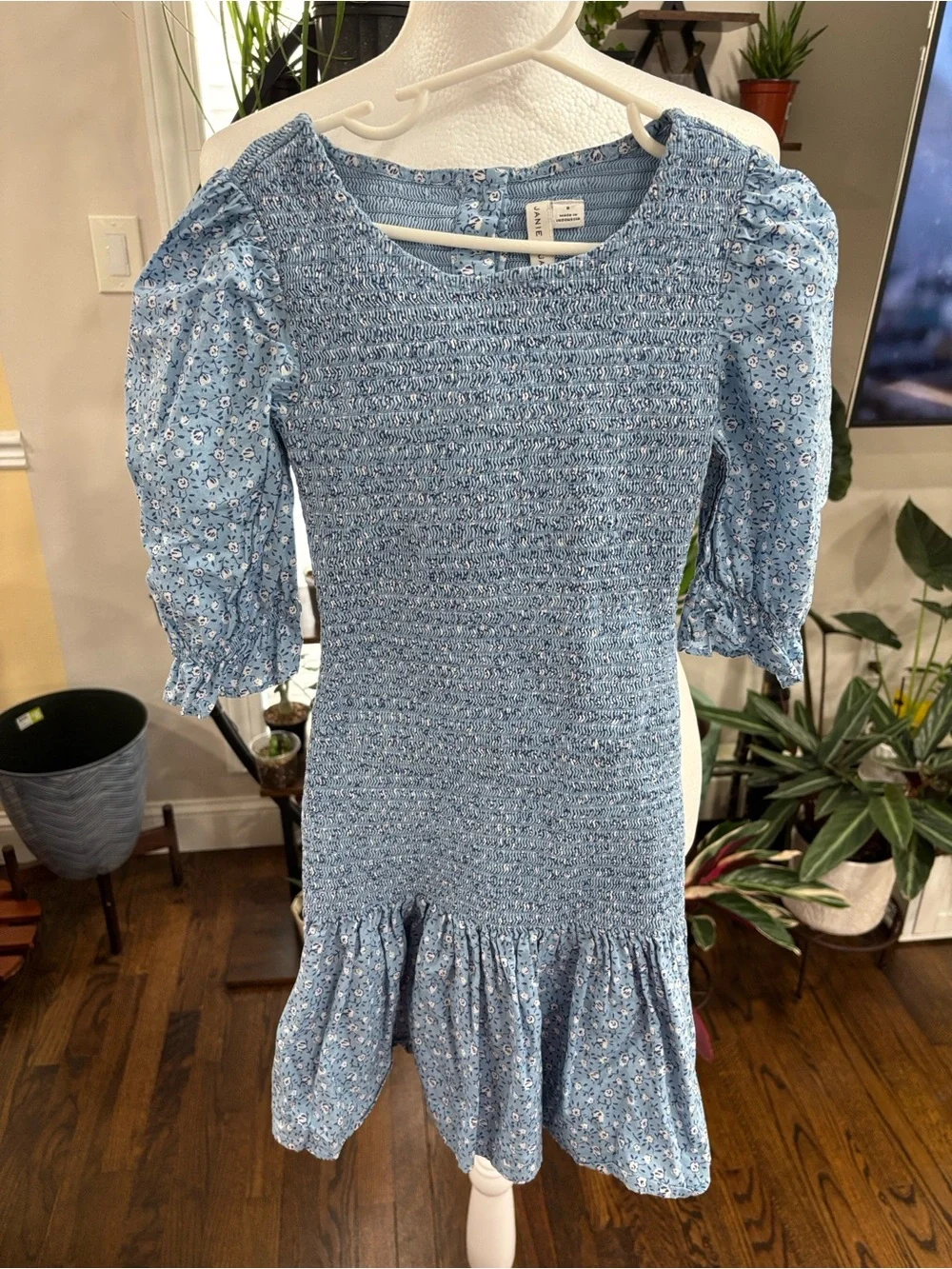 Janie and Jack Girls' Anna Smocked Puff-Sleeve Dress size 8